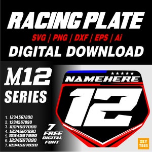 Patriotische Motocross Racing Plate Vollständig bearbeitbarer Vektor mit CorelDraw X8 für Cricut und Print svg, eps, dxf, ai, png digitaler Download