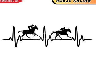 Horse Racing Heartbeat SVG: Jockey Silhouette Clipart (Digital Download)