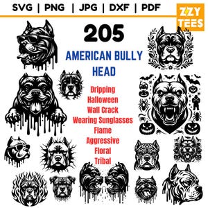 American Bully Head Svg Png Jpg Dxf Pdf, Pitbull Face Clipart, Bulldog Silhouette, Dog Breed Vector, Tattoo Style Design, Canine Mascot Art