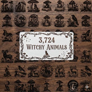 Witchy Tier Clipart Bundle | Mystische Waldwesen | Magisches Anima-Bundle | CNC Laser Fräser Dateien | Spirituelle Designs | Kommerziell
