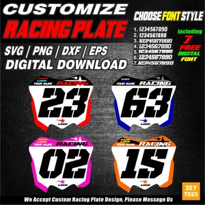 CRF 450 Muster - Motocross Racing Plate Vektor Plus FREE 7 Digitale Schriftart für Cricut und Print svg, eps, dxf digitaler download geschnittene Datei