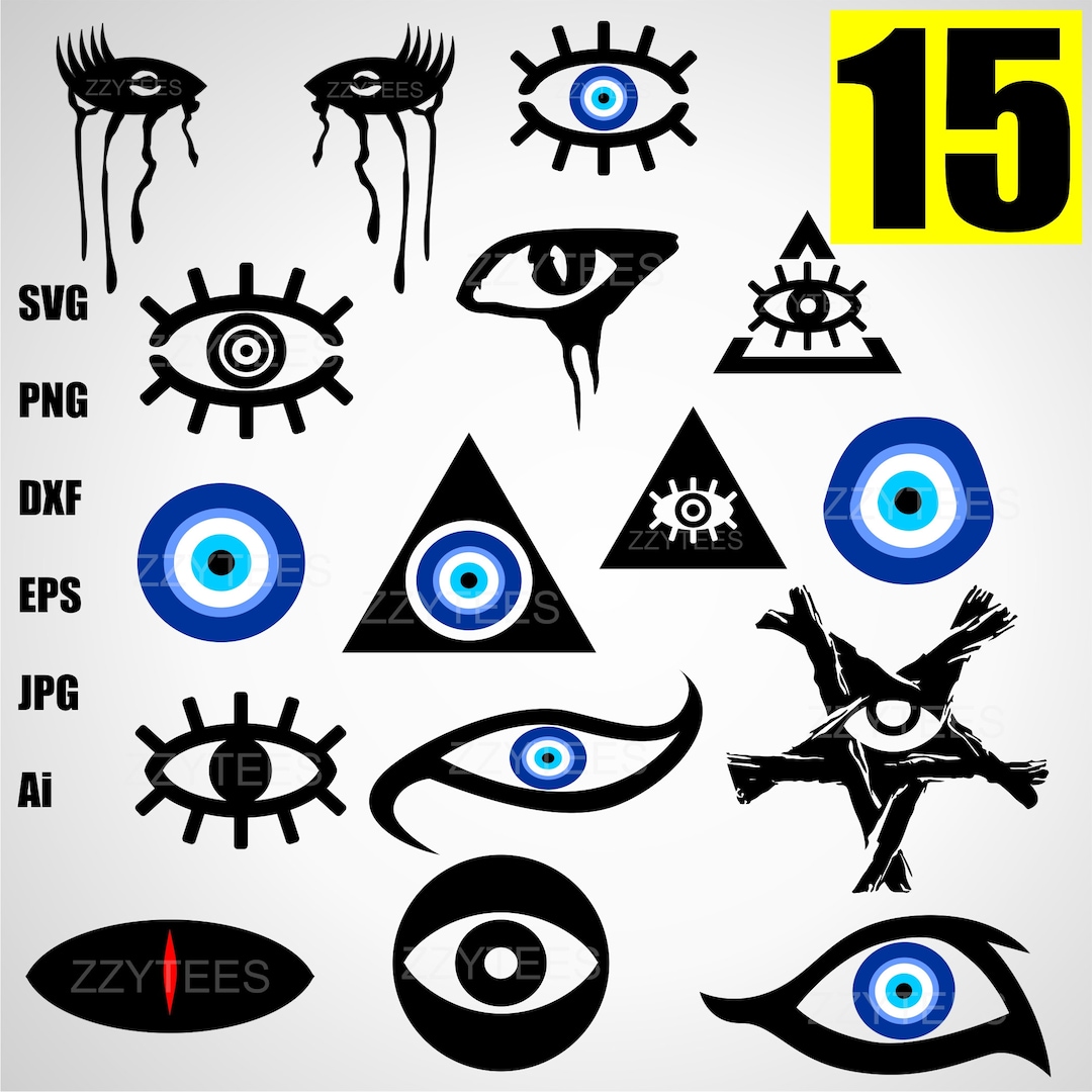 15 Bundle Turkish Eye Evil Eye Silhouette Designs Elements - Etsy