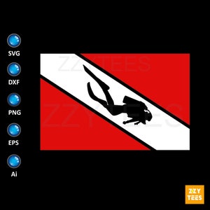 Diver Down Flag SVG: Scuba Diving Cut File (Digital Download)