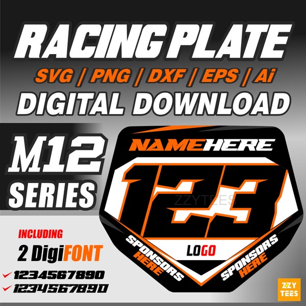 Motocross Racing Plate Fully Editable for Cricut and Print svg, eps, dxf, ai, png digital download cut file