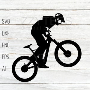 Silhouette de vélo de montagne, conception de VTT, vélo de montagne SVG, fichier de coupe facile vectoriel et impression numérique en téléchargement dxf, eps, png, ai, format svg