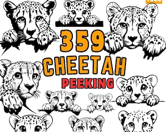 Ensemble SVG guépard furtif | 359 cliparts d'animaux sauvages (téléchargement numérique)