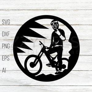 Cooler Radfahrer, Mountainbike SVG, Mountainbike Design, Mountainbike PNG, Vektorschnittdatei und Druck digitaler Download in den Formaten dxf, eps, png