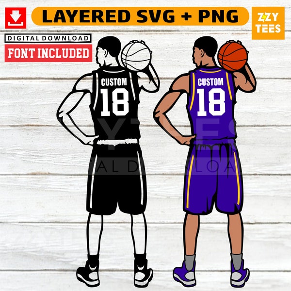 Customizable Detailed Male Basketball Player SVG High Quality Scalable Vector Graphics Plus PNG