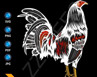 Red And Gray Rooster Etsy