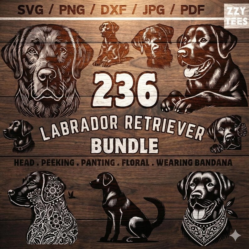 Labrador Retriever Clipart Bundle | Floral Bandana SVG PNG (digital ...