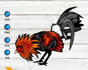 Fighting Rooster SVG: Game Fowl Clipart, Chicken Silhouette (Digital Download)