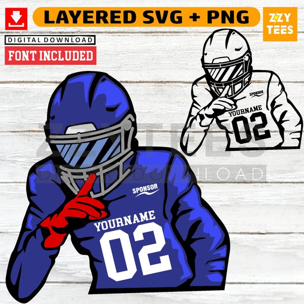 Silencing the Roar: Exploring the 'Ssshhh' Gesture in Football, Customizable Football Player SVG PNG Layered Vector File shh Svg