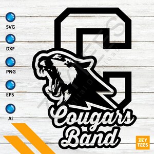 Cougars Band Dynamic Cougar SVG Scalable Vector para Cricut Digital Downloads