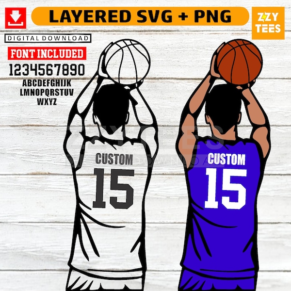 Customizable Basketball Player SVG PNG, Scalable Vector Graphics Layered Custom Name Number