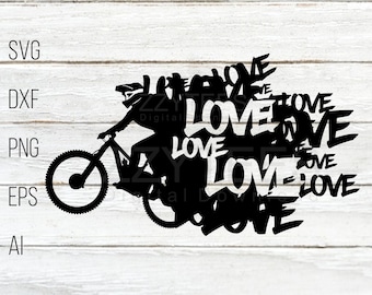 Mtb Lover, Artistic Love Art Svg, Mountain Bike SVG, mountain bike PNG, vector cutting printing digital download dxf,eps,png,ai,svg format