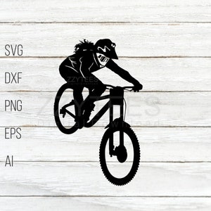 Biker svg, Mountain Bike SVG, MTB Design, VTT PNG, fichier de découpe vectorielle et impression numérique téléchargement dxf,eps,png,ai,svg format