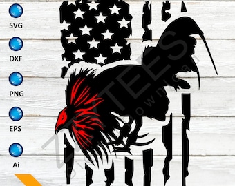 American Flag with a Patriotic Rooster: Vector SVG