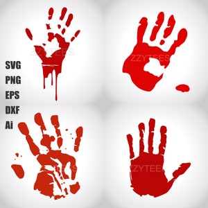 Halloween Murder Red hand Print Dripping Horror Splatter PNG JPG