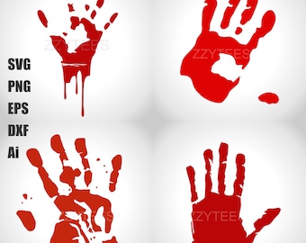 Halloween Omicidio Mano rossa Impronta gocciolante Orrore Splatter PNG JPG