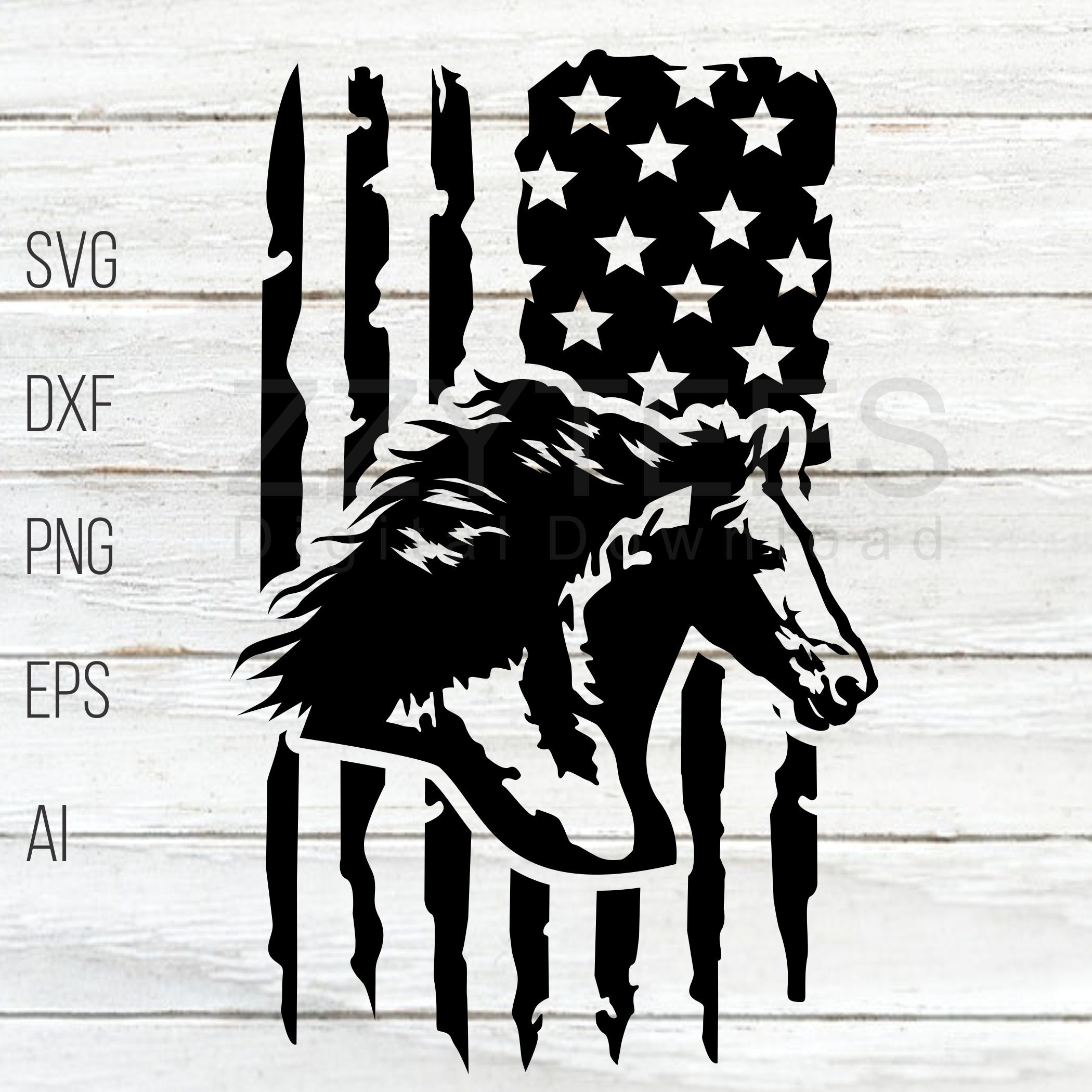 Cool Horse Head US Flag Silhouette Horse PNG SVG Horse | Etsy