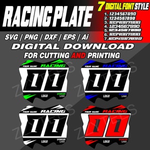 CRF 450 Mustervorlage - Motocross Racing Plate vollständig bearbeitbarer Vektor mit kostenloser Schriftart für Cricut und Print, digitaler Download ausgeschnittene Datei