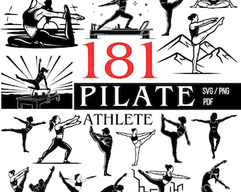 Pilates SVG Bundle, Yoga Silhouette Fitness Grafiken für Cricut, digitaler Download kommerzielle Nutzung