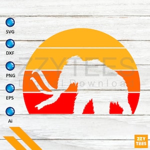 Sunset Mammoth SVG: Silhouette Clipart (Digital Download)
