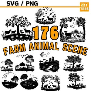 Farm Animal Scene SVG Bundle: 176 Farmhouse Decor Cut Files (Digital Download)