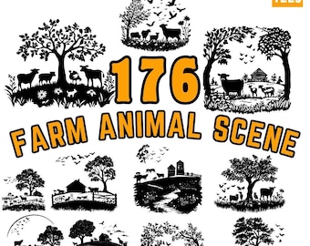 Farm Animal Scene SVG Bundle | 176 Farmhouse Designs (Digital Download)