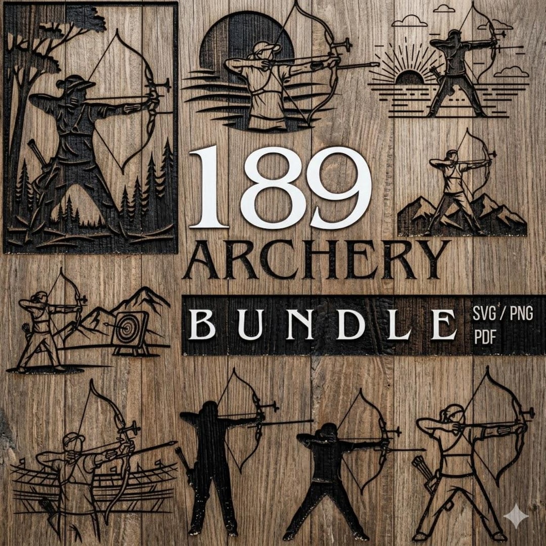 Archery SVG Bundle – 189 Archer Silhouette Designs for Cricut & Laser ...