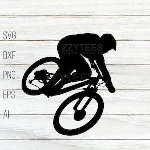 Silhouette de vélo de montagne, conception de VTT, vélo de montagne SVG, fichier de coupe facile vectoriel et impression numérique en téléchargement dxf, eps, png, ai, format svg