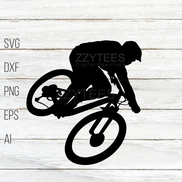 Mountain Bike Silhouette, MTB Design, mountain bike SVG, vector easy cutting file and printing digital download dxf,eps,png,ai,svg format