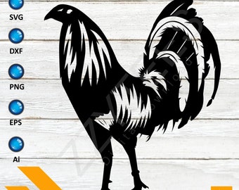 Rooster Silhouette SVG: Chicken Cutfile Design (Digital Download)