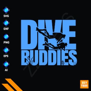 Dive Buddies SVG Vector: Scuba Diving Cut File (Digital Download)
