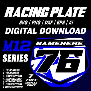 Tabliczka rejestracyjna Motocross Racing Svg, niestandardowa tablica rejestracyjna PNG, naklejka na motocykl terenowy Dxf, edytowalna tablica rejestracyjna MX EPS, projekt tabliczki znamionowej motocykla, cyfrowa