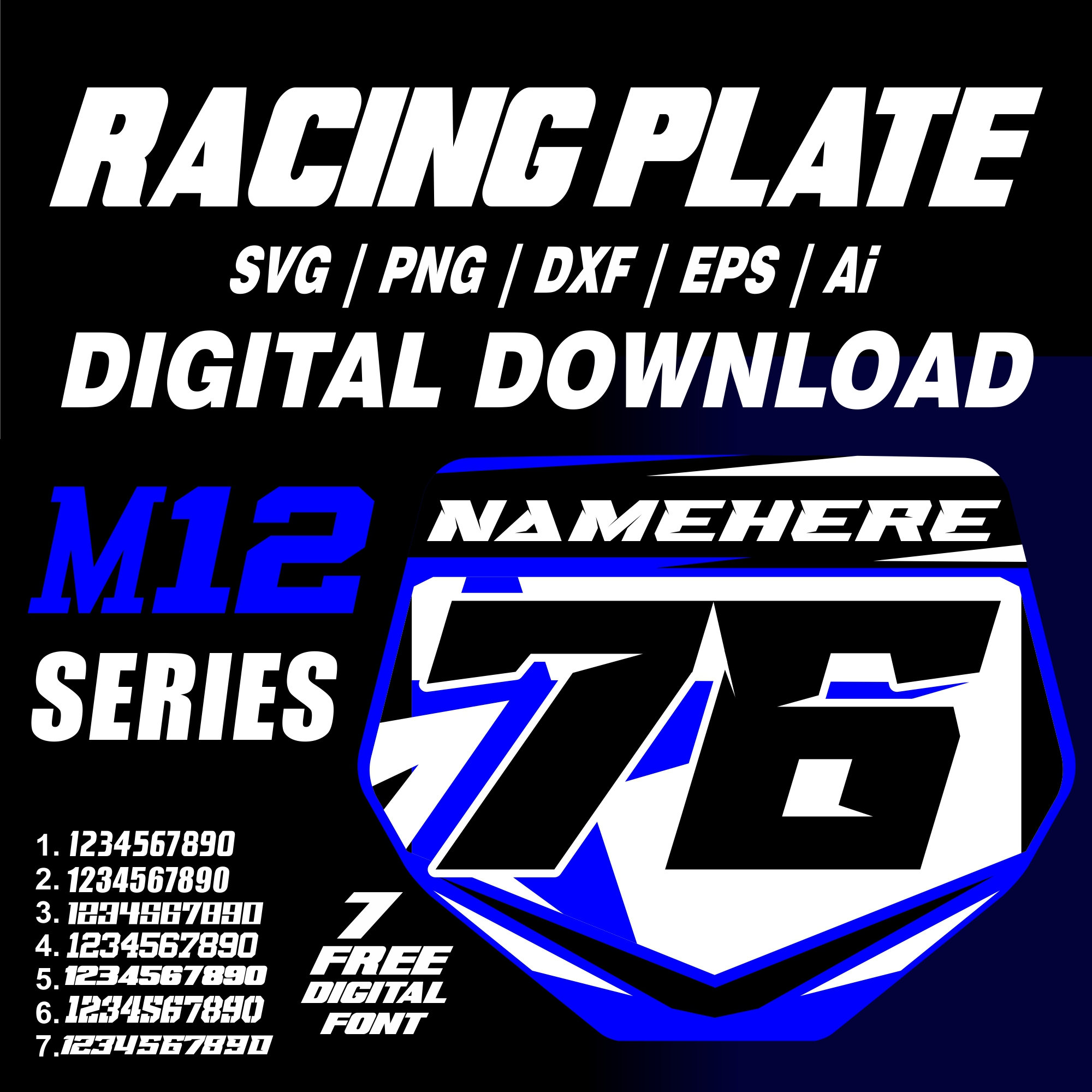 Motocross Blue Design Racing Plate Fully Editable Using