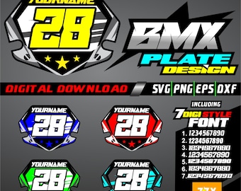 BMX Racing Plate SVG Design | Editable Sport Cut Files (Digital Download)