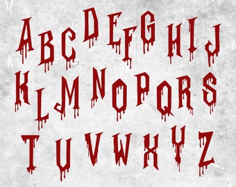 SVG-lettertype horroralfabet | Bloody Drip Halloween-brieven (digitale download)