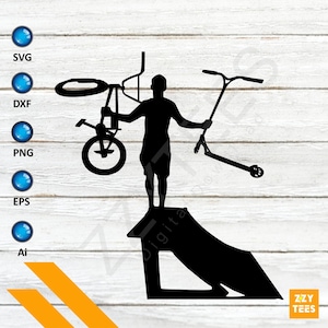 Amateur de scooter et de BMX SVG - scooter homme Svg, Svg de scooter, clipart scooter, vecteur de scooter, scooter Png, Silhouette de scooter, clipart scooter