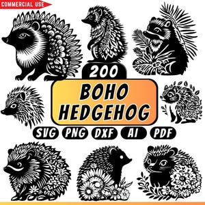Boho Hedgehog SVG Bundle: Woodland Animal Clipart for Cricut
