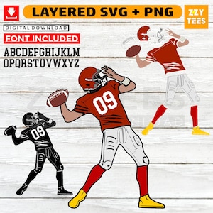 Layered Football Player SVG | Customizable Sport Clipart | Cricut PNG Vector Design | Digital File | Commercial