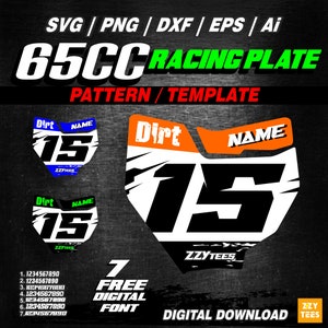 65cc Racing Plate Template: Editable Motocross Design (Digital Download)