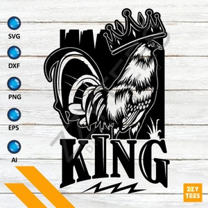 King Rooster SVG: Farm Animal Clipart (Digital Download)