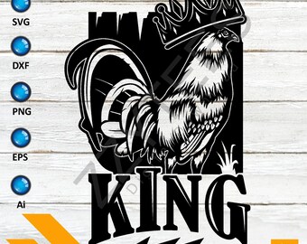 King Rooster SVG: Farm Animal Clipart (Digital Download)