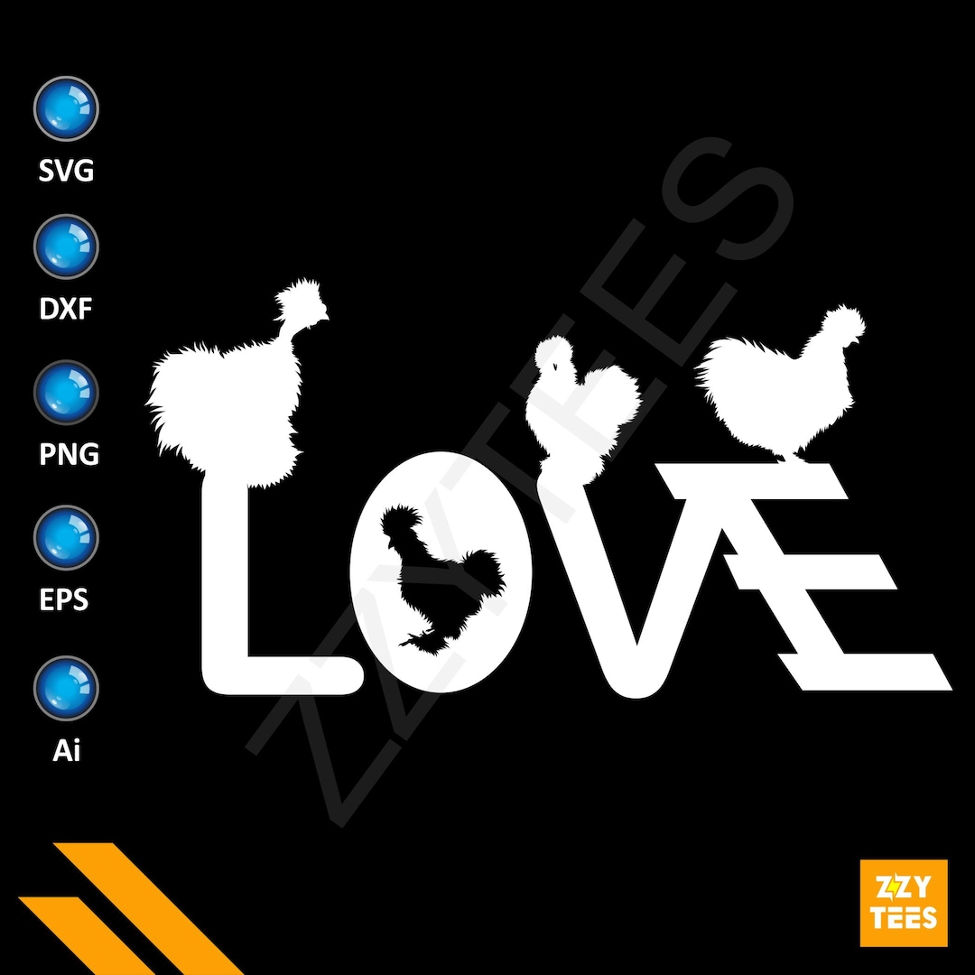Chicken Love Silhouette Love Svg Chicken Svg Beautiful Etsy