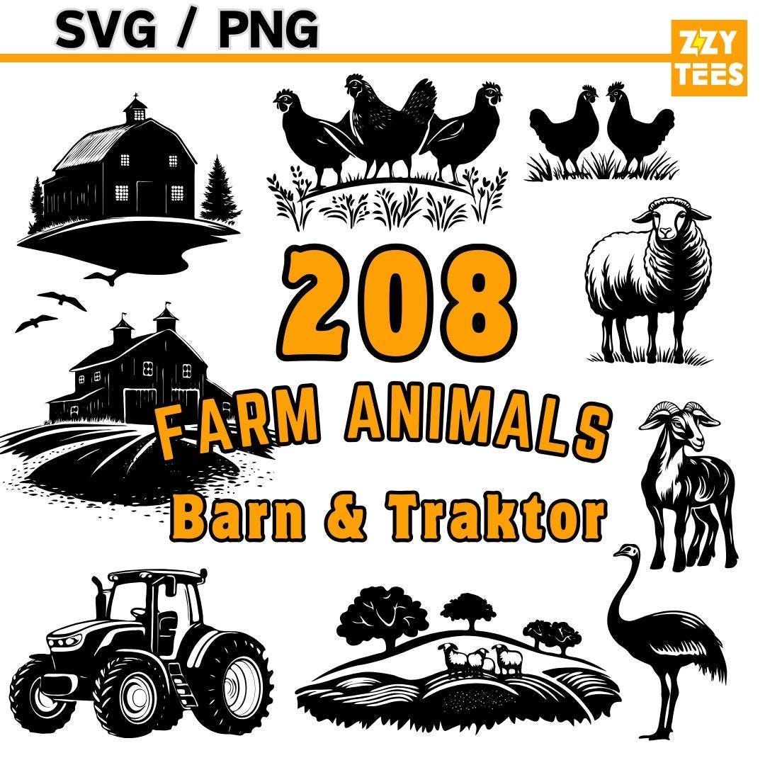 Farm Animal SVG Bundle | Rustic Barn, Tractor, and Livestock Designs - Etsy