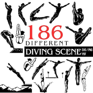 Paquete de archivos SVG de buceo / Arte lineal de buceo para Cricut y láser