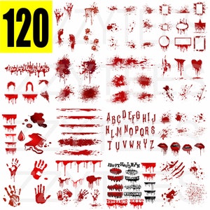 120 file SVG realistici di sangue schizzato - Perfetti per progetti fai da te a tema horror - Download immediato