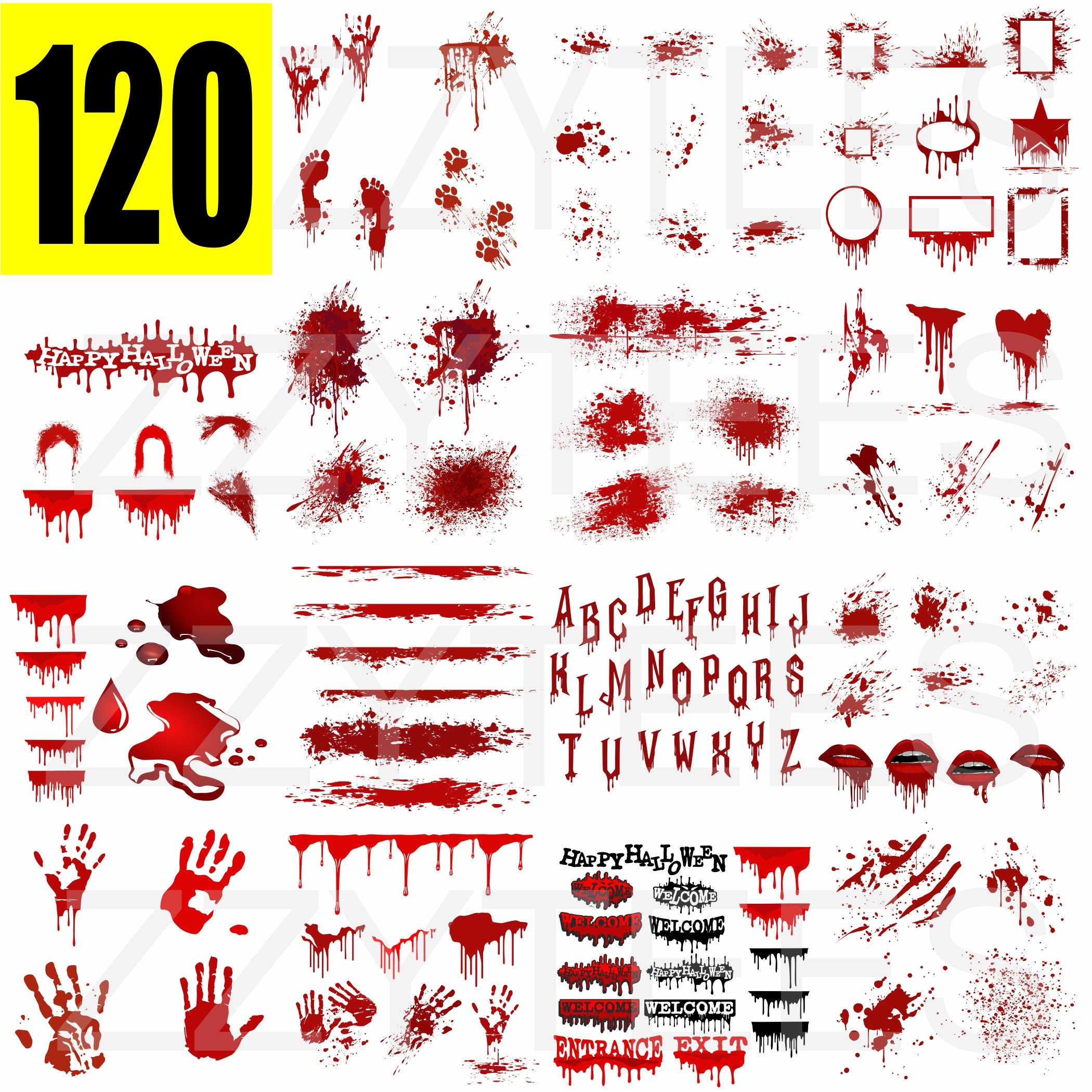 Download 120 Blood Bloody Bundle Art Blood Splatter svg Scary Blood ...