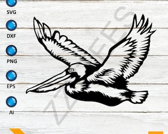 Flying Pelican Bird SVG